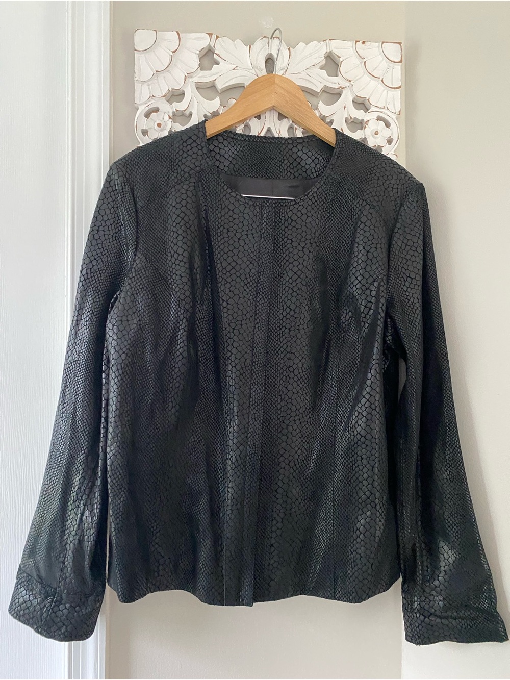 Alfani Snake Print VTG Leather Jacket Sz L Y2K 90s Moto Edgy Grunge